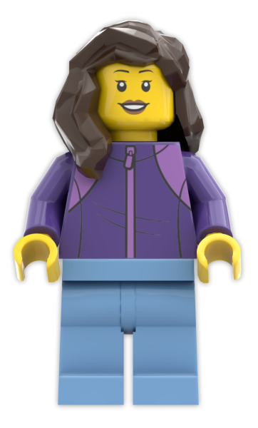 LEGO City Stadtbewohnerin Minifigur mit lila Jacke und braunen Haaren